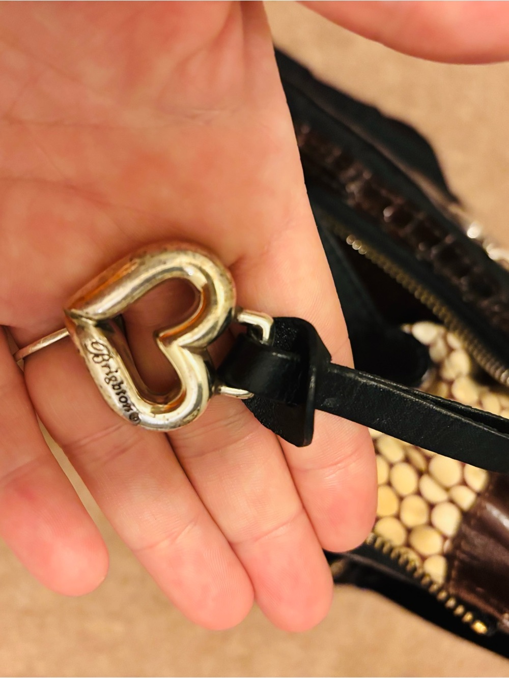 Brighton Black and Brown Shoulder Bag - Picture 7 of 9
